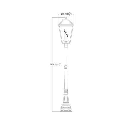 Talbot 564P Outdoor Post Light - line drawing.