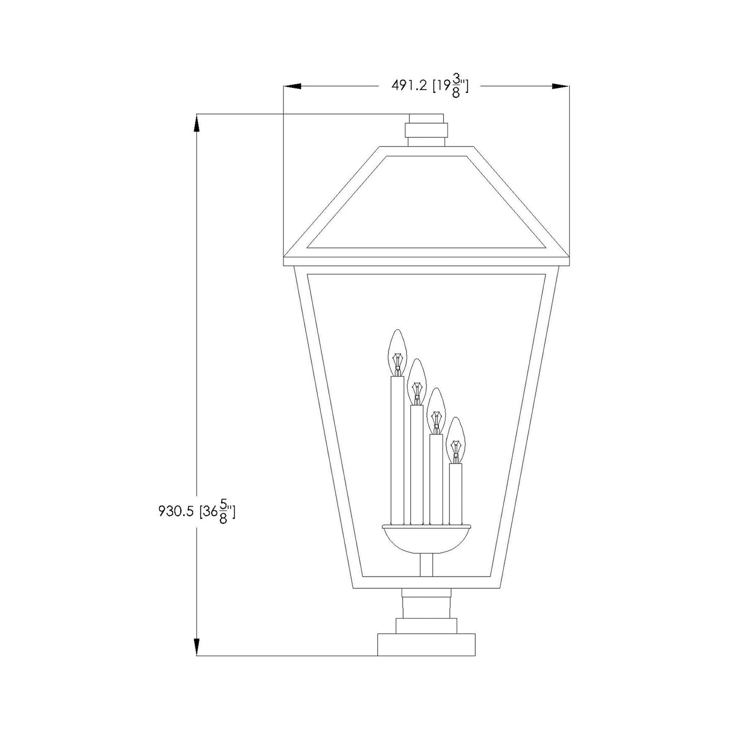 Talbot 579S Outdoor Pier Mount Light - line drawing.
