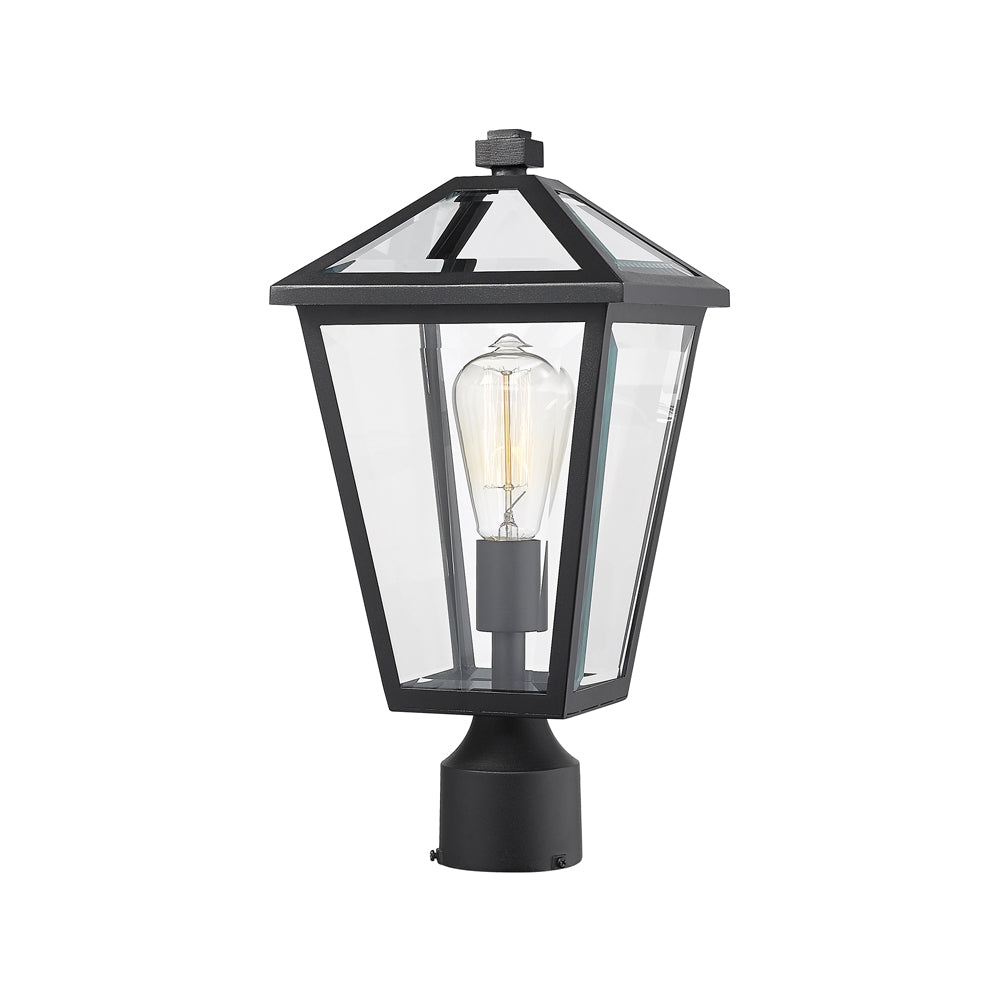 Talbot Outdoor Round Post Light in Black (16.5-Inch).