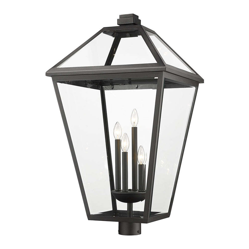 Talbot Outdoor Round Post Light in Black (34.63-Inch).