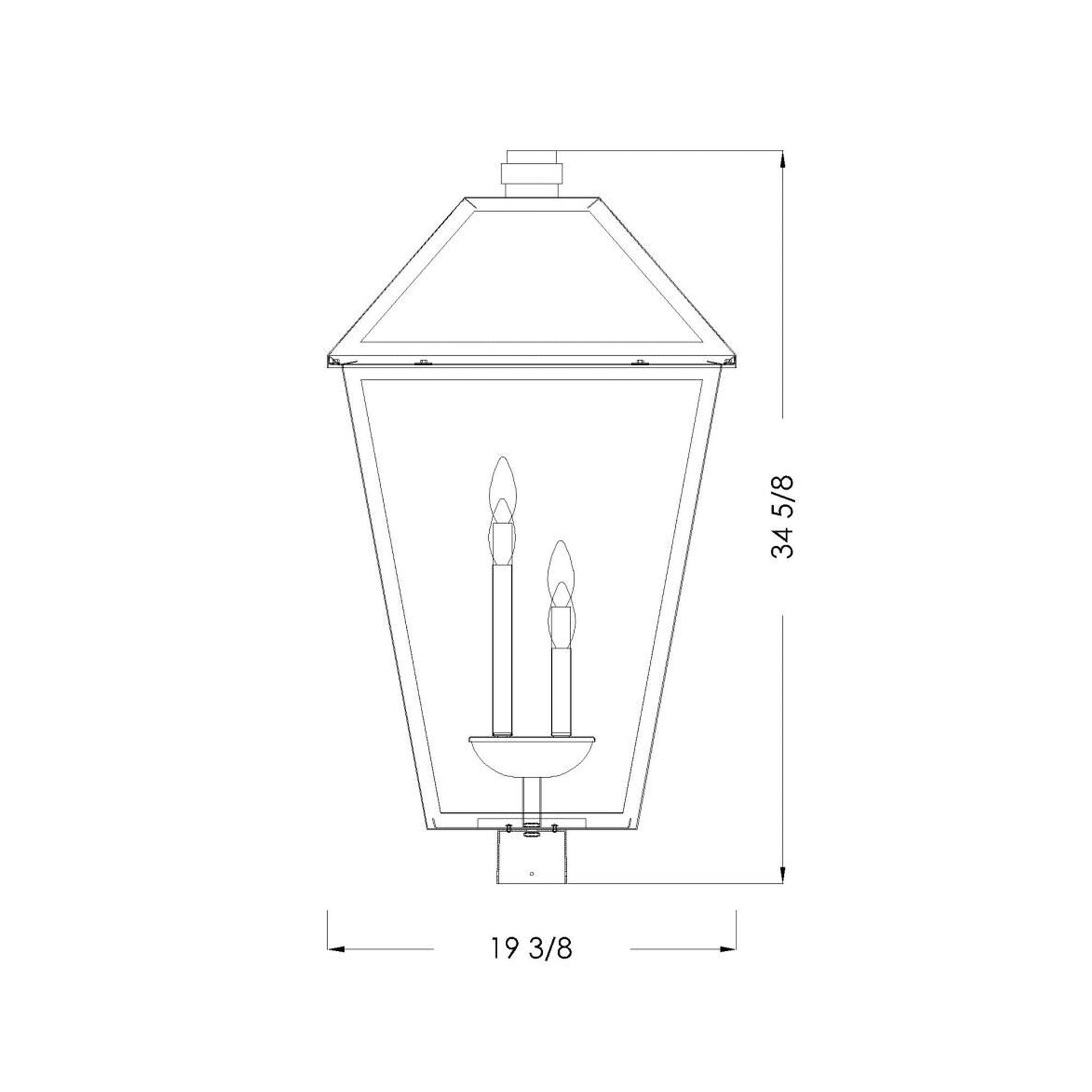 Talbot Outdoor Round Post Light - line drawing.