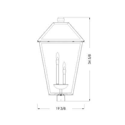 Talbot Outdoor Round Post Light - line drawing.