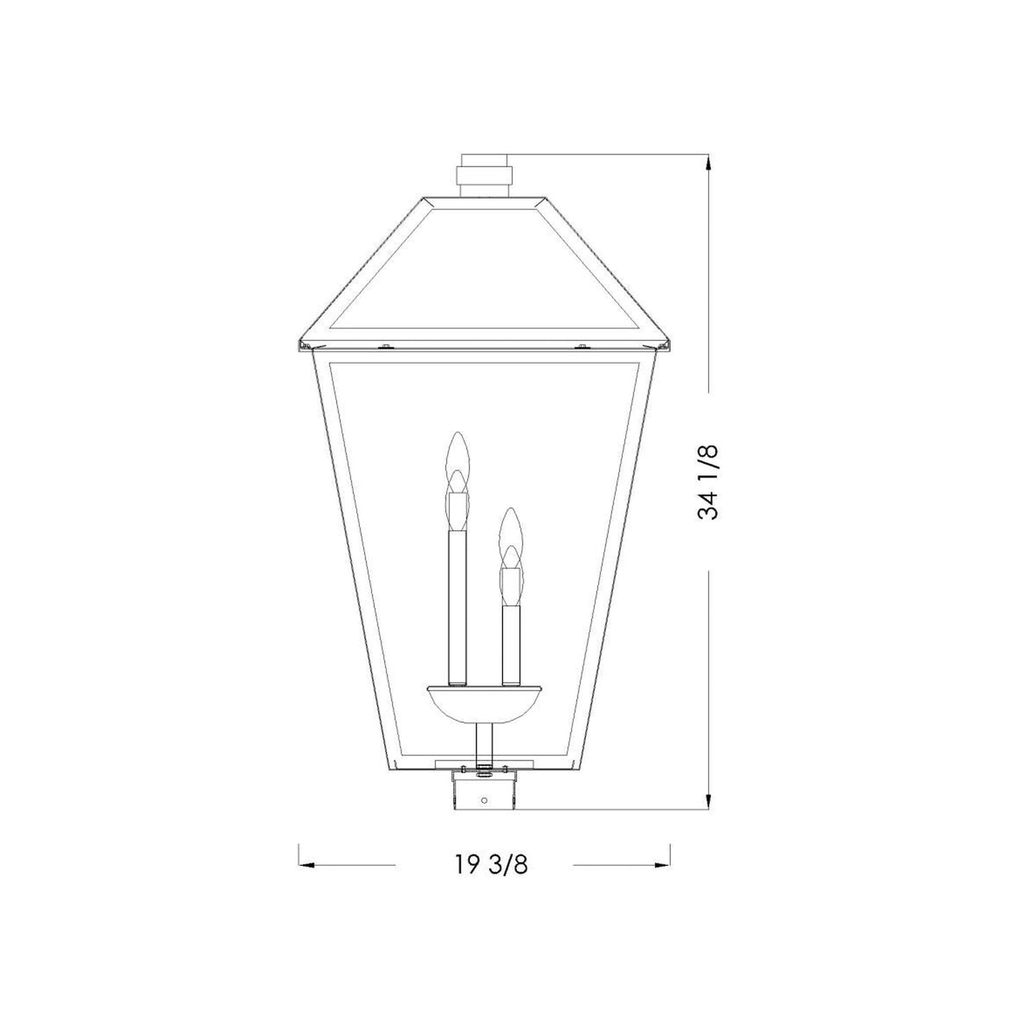 Talbot Outdoor Square Post Light - line drawing.