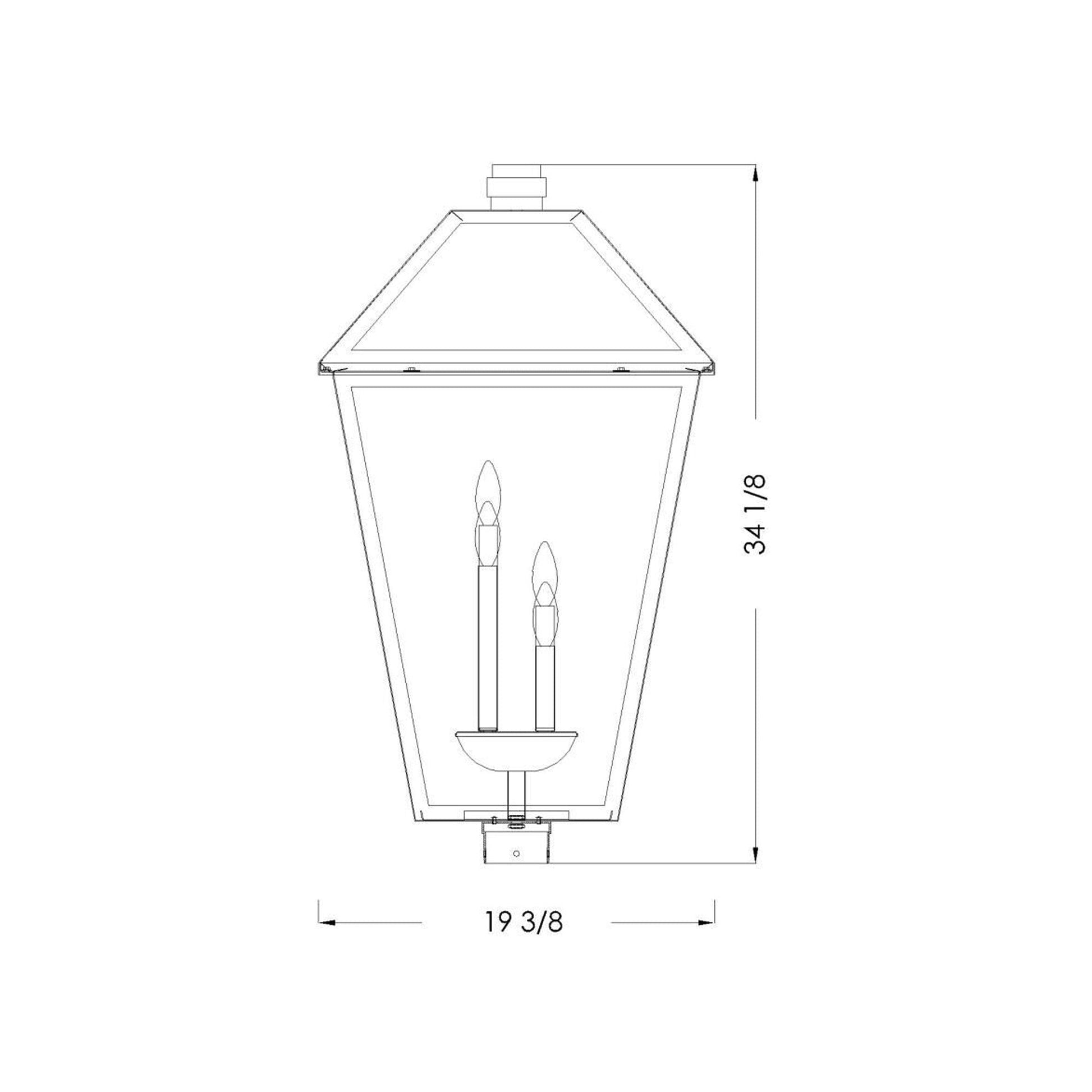Talbot Outdoor Square Post Light - line drawing.