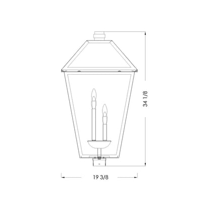 Talbot Outdoor Square Post Light - line drawing.