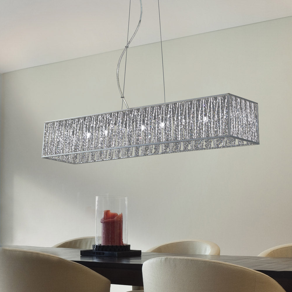 Terra Linear Chandelier in living room.