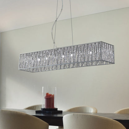 Terra Linear Chandelier in living room.