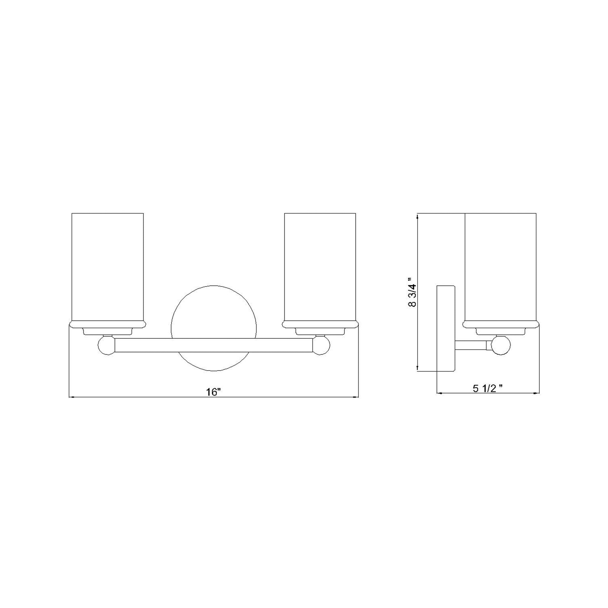 Thayer Bath Vanity Light - line drawing.