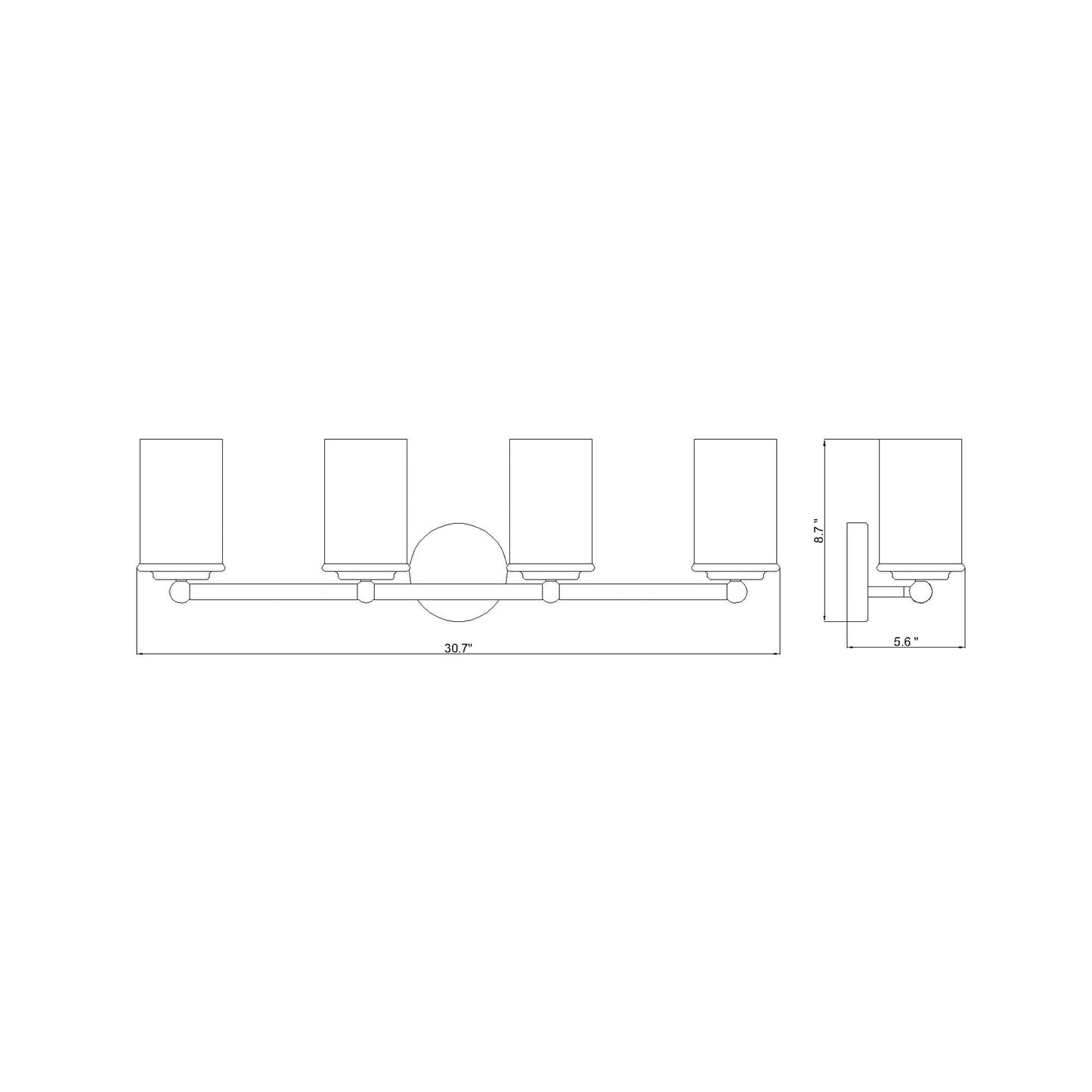 Thayer Bath Vanity Light - line drawing.