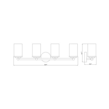 Thayer Bath Vanity Light - line drawing.