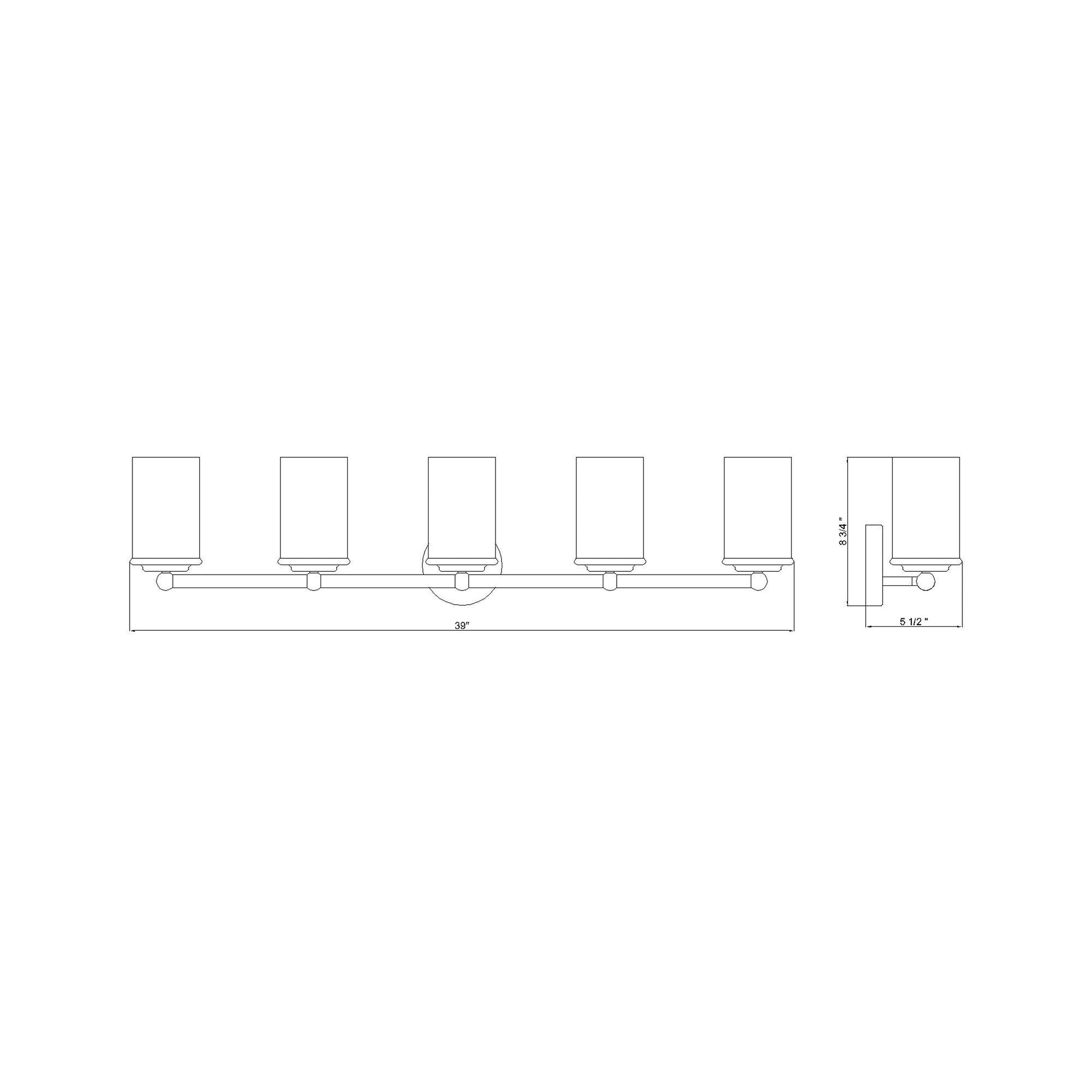 Thayer Bath Vanity Light - line drawing.