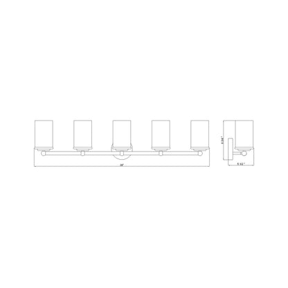 Thayer Bath Vanity Light - line drawing.
