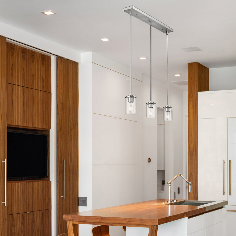 Thayer Linear Pendant Light in kitchen.