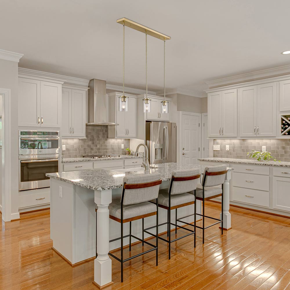 Thayer Linear Pendant Light in kitchen.