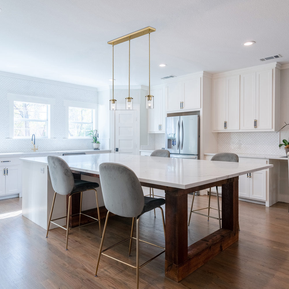Thayer Linear Pendant Light in kitchen.