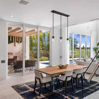 Thayer Linear Pendant Light in dining room.