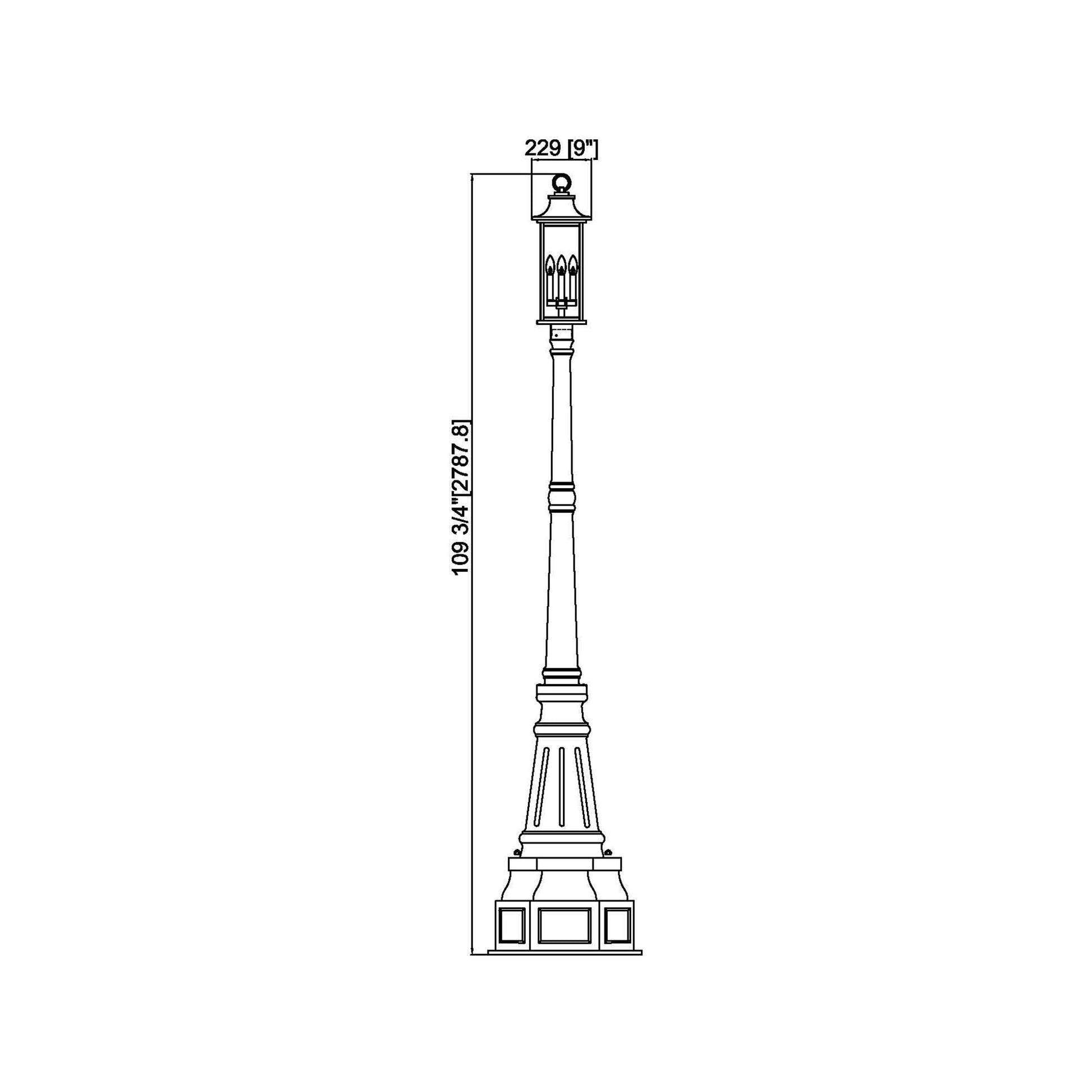 Tiberius 564 Outdoor Post Light - line drawing.