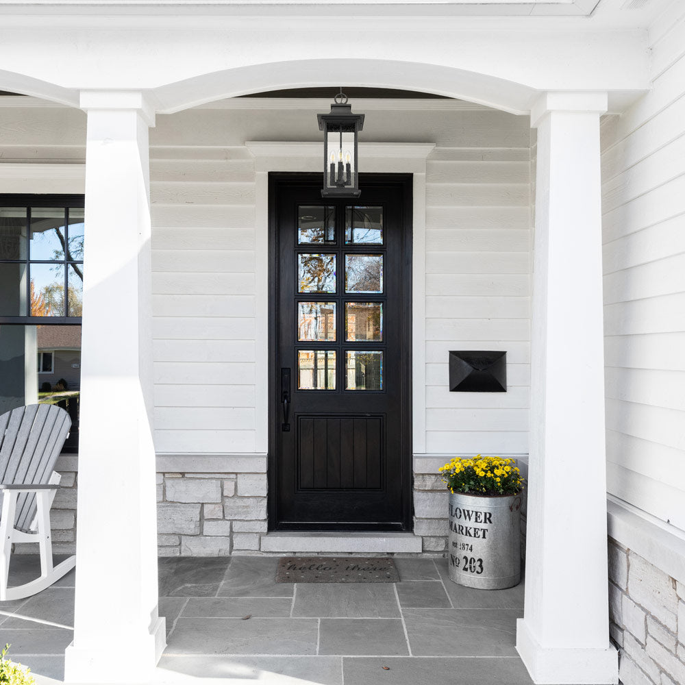 Tiberius Outdoor Pendant Light in Outside Area.