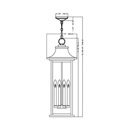 Tiberius Outdoor Pendant Light - line drawing.