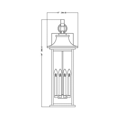 Tiberius Outdoor Wall Light - line drawing.