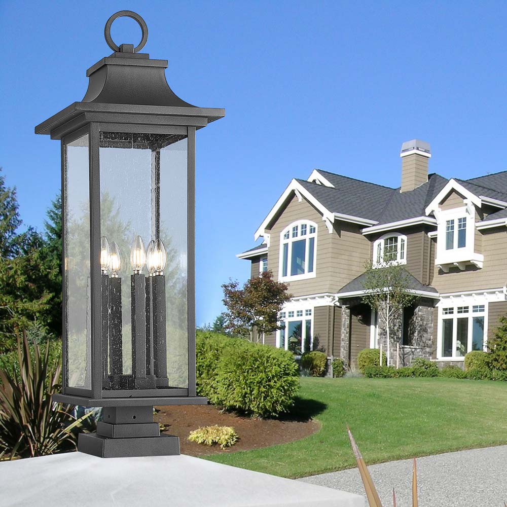 Tiberius Square Outdoor Pier Mount Light in Outside Area.