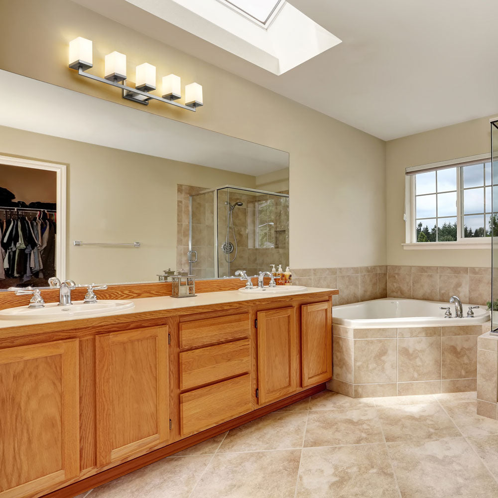 Tidal Bath Vanity Light in bathroom.