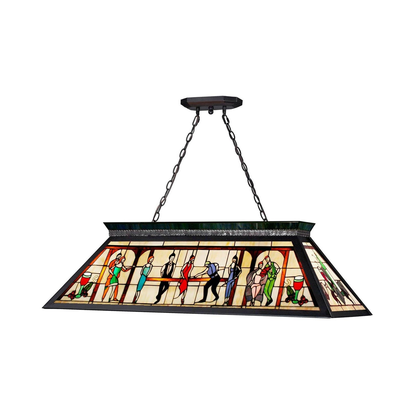 Tiffany Billiard Pendant Light in Multi Colored.