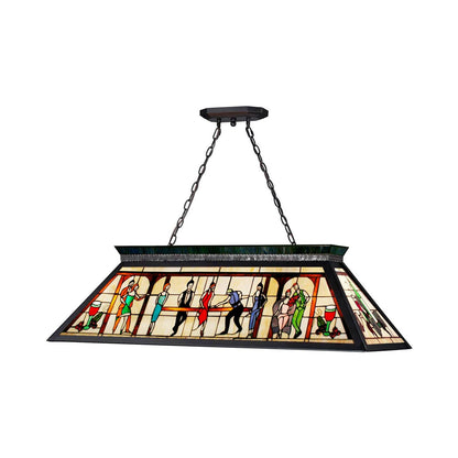Tiffany Billiard Pendant Light in Multi Colored.