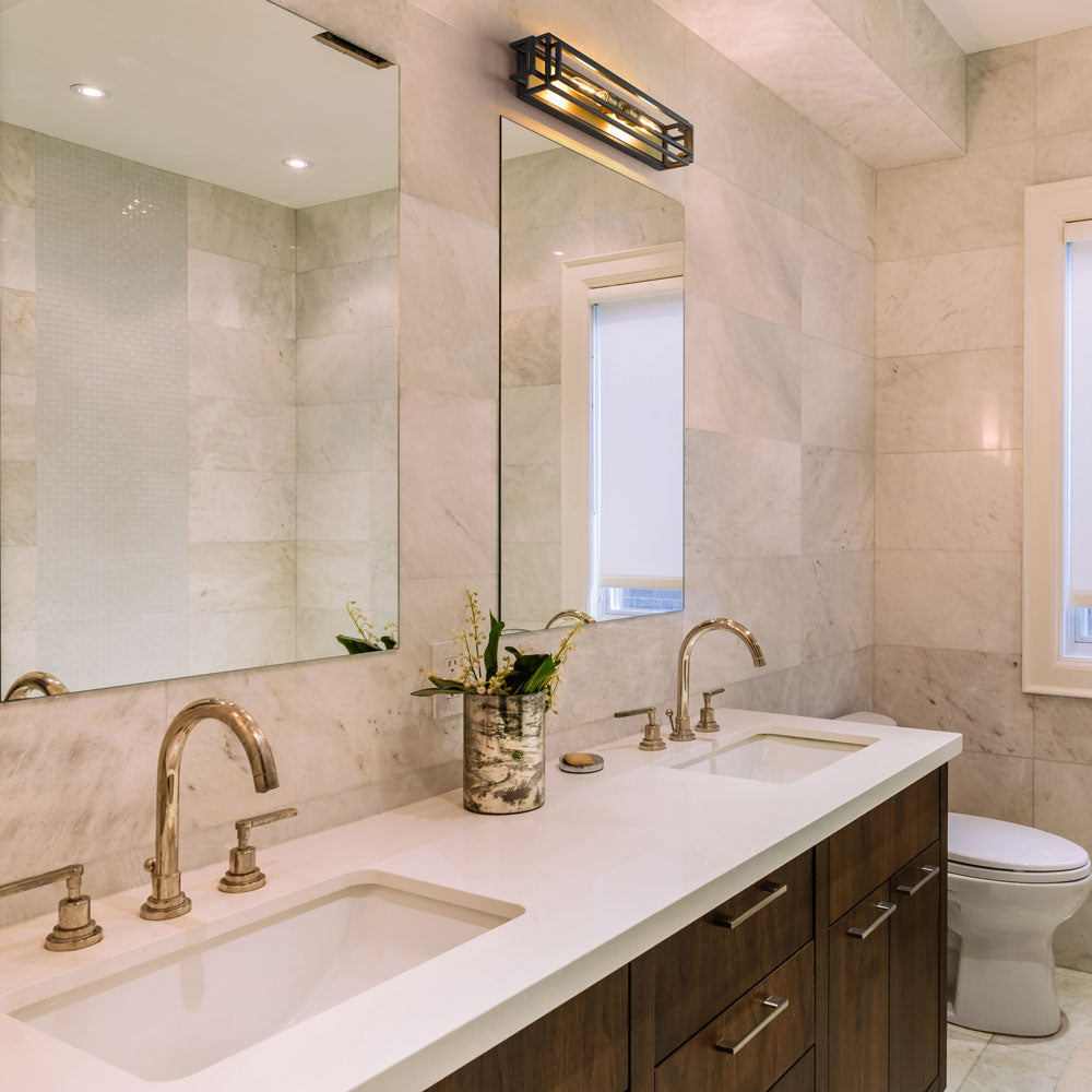 Titania Bath Vanity Light in bathroom.
