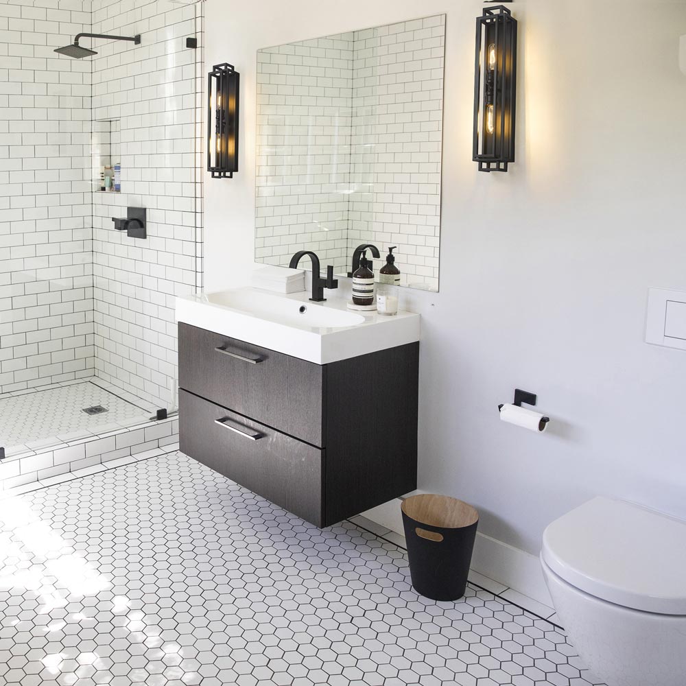 Titania Bath Vanity Light in bathroom.