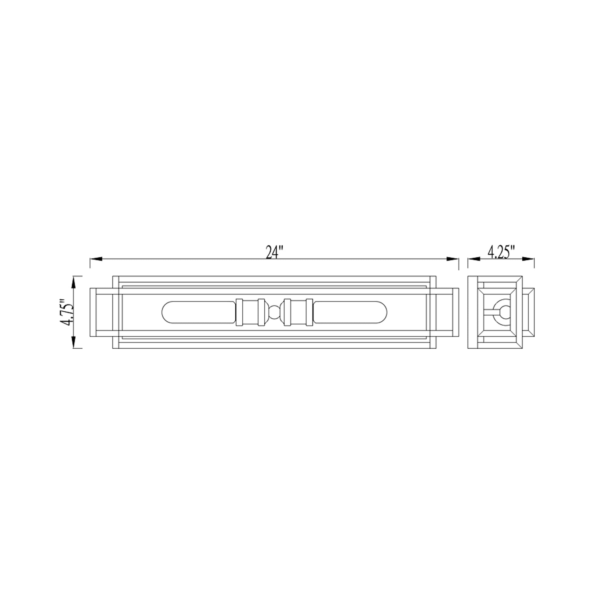 Titania Bath Vanity Light - line drawing.