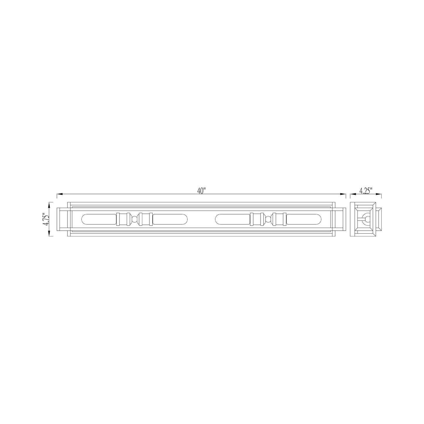 Titania Bath Vanity Light - line drawing.