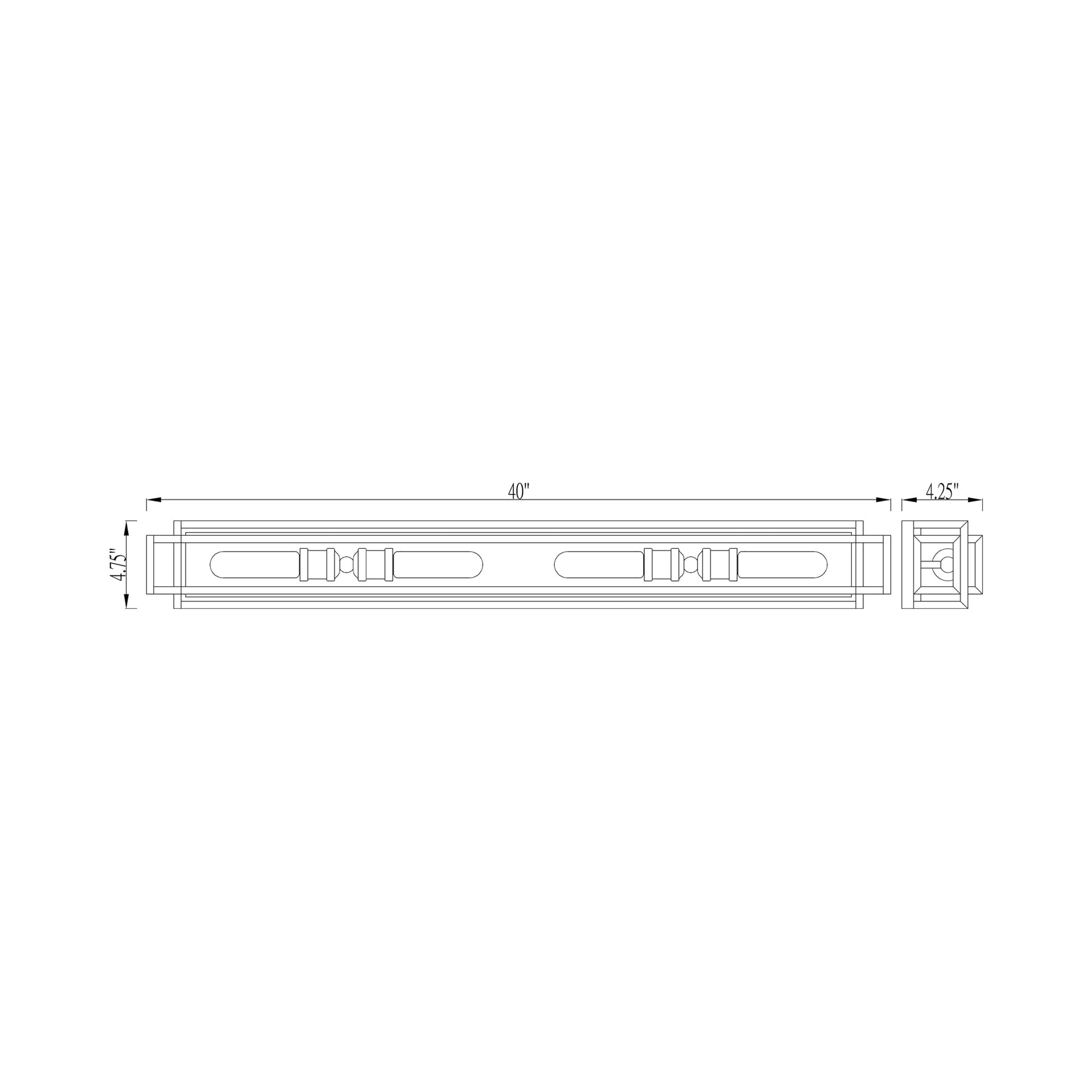 Titania Bath Vanity Light - line drawing.