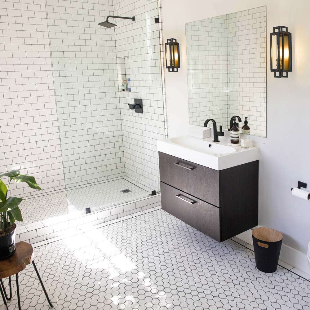 Titania Bath Wall Light in bathroom.