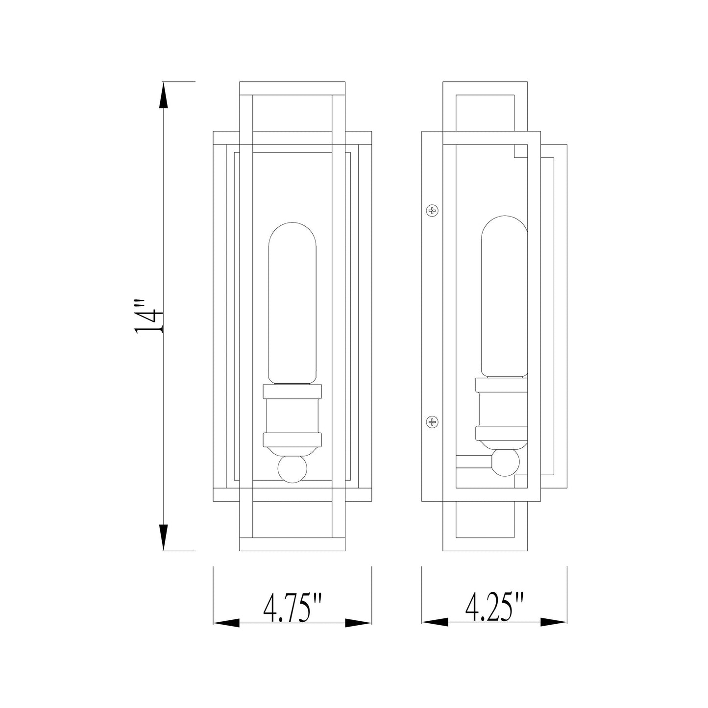 Titania Bath Wall Light - line drawing.