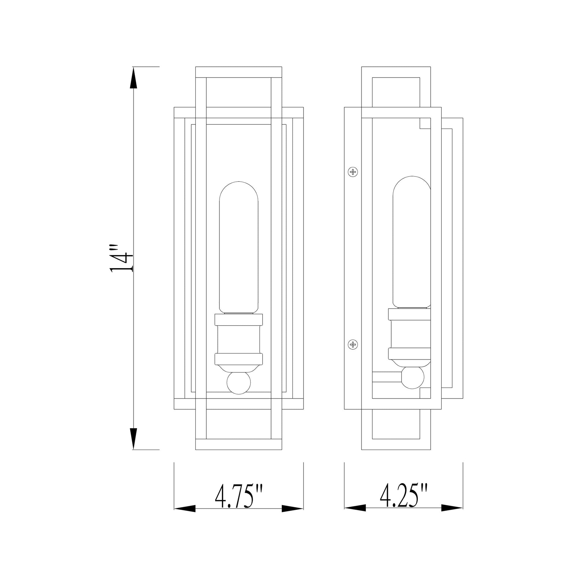 Titania Bath Wall Light - line drawing.