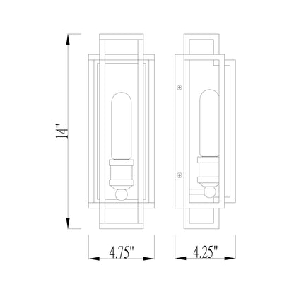 Titania Bath Wall Light - line drawing.