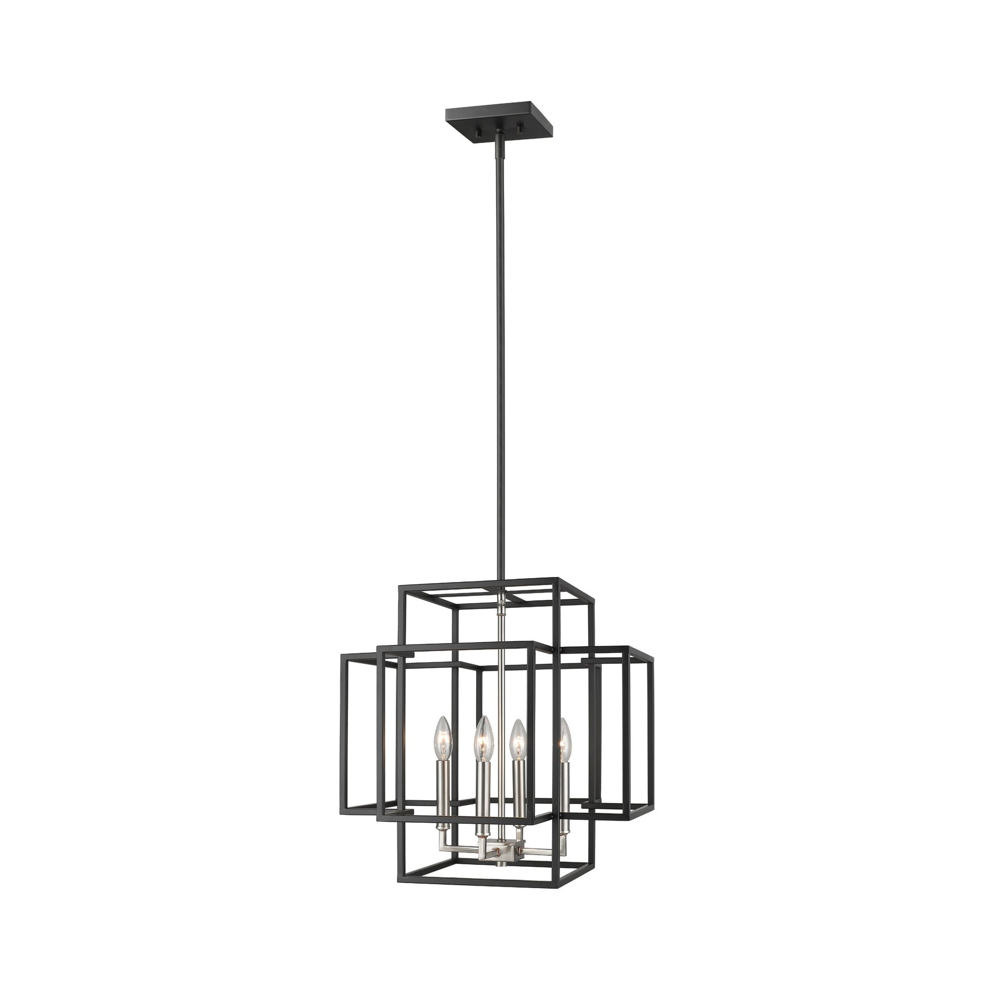 Titania Chandelier in Black/Brushed Nickel (4-Light/18-Inch).