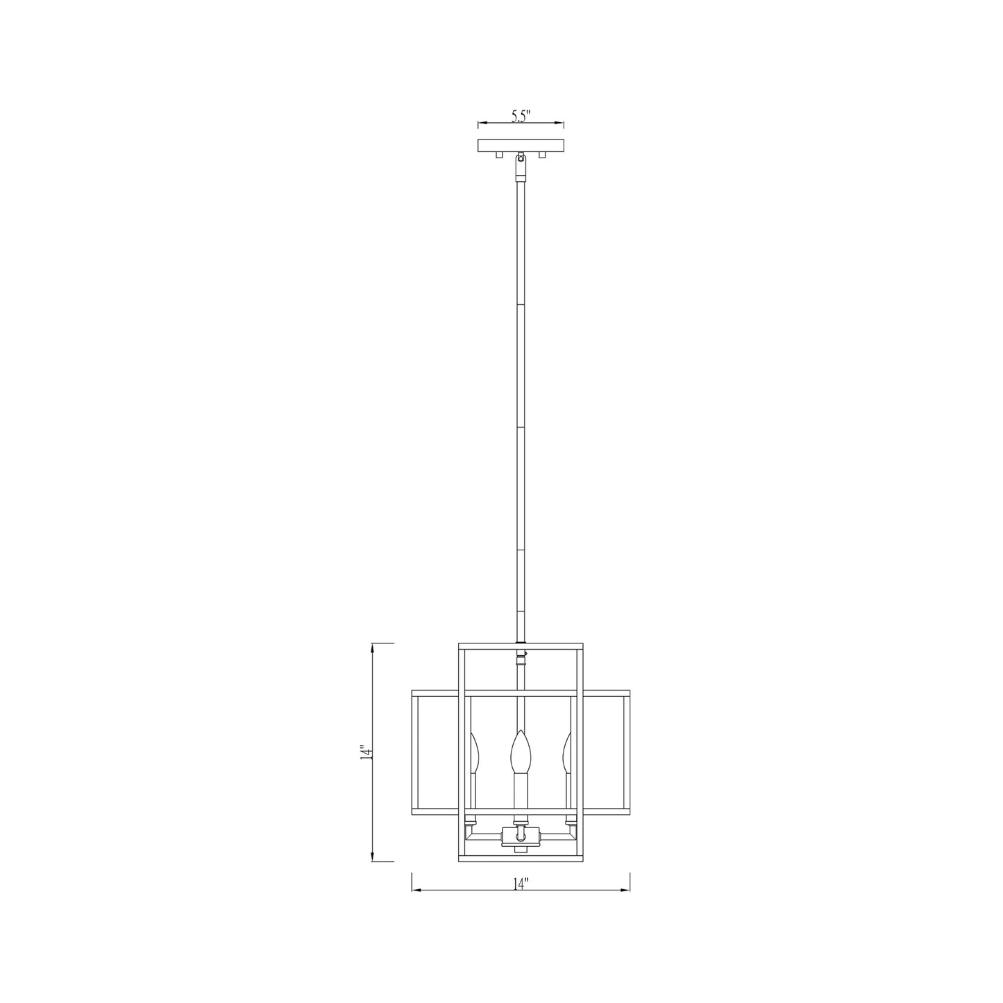 Titania Pendant Light - line drawing.