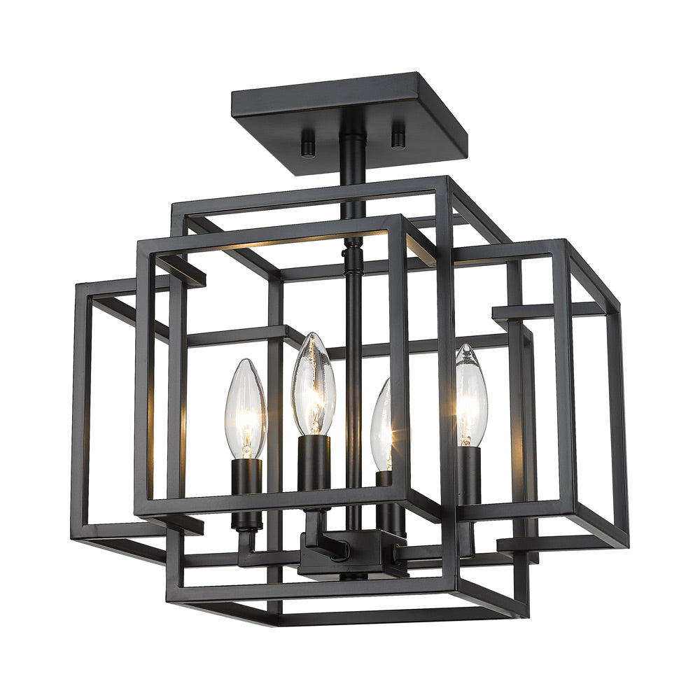 Titania Semi Flush Mount Ceiling Light in Matte Black.