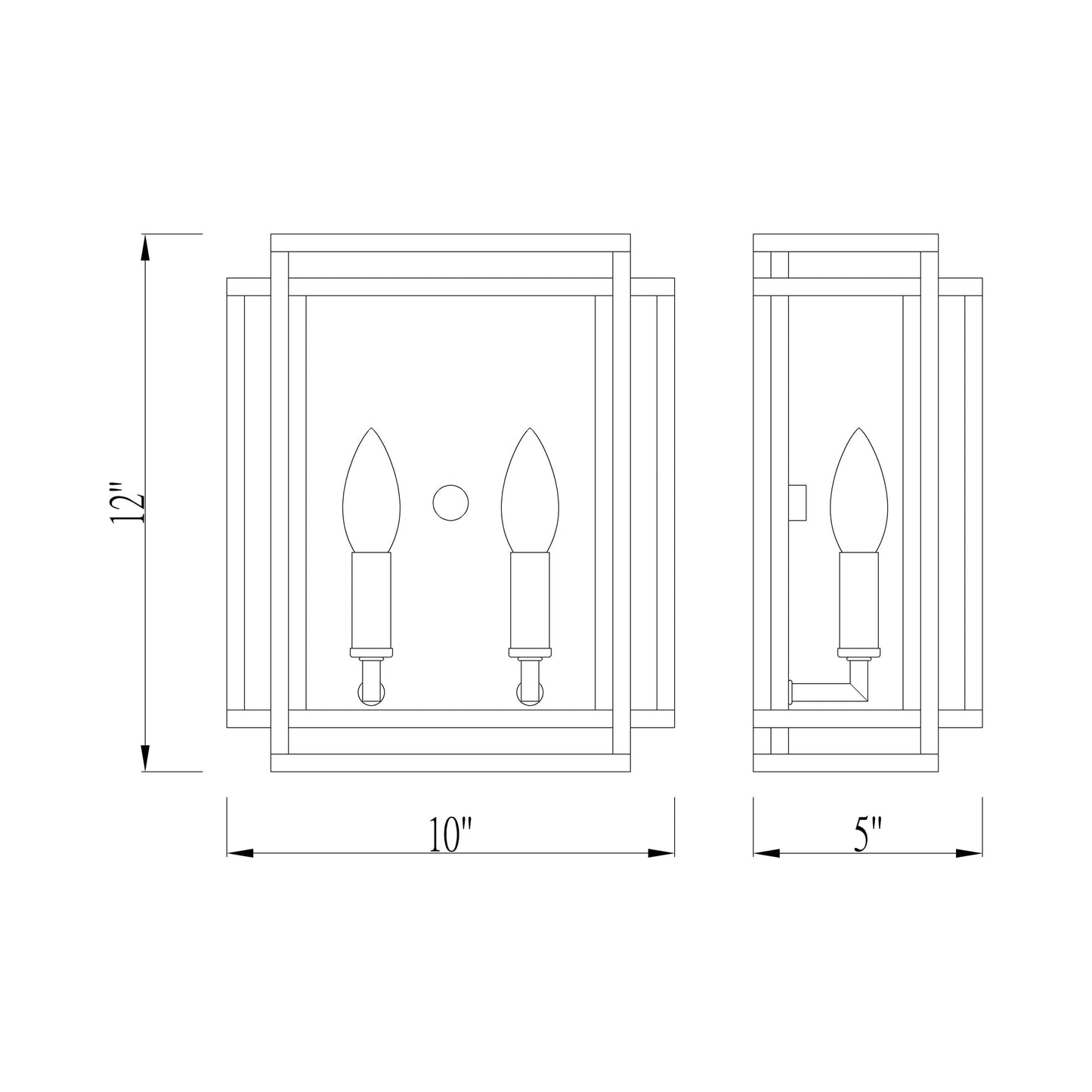 Titania Wall Light - line drawing.