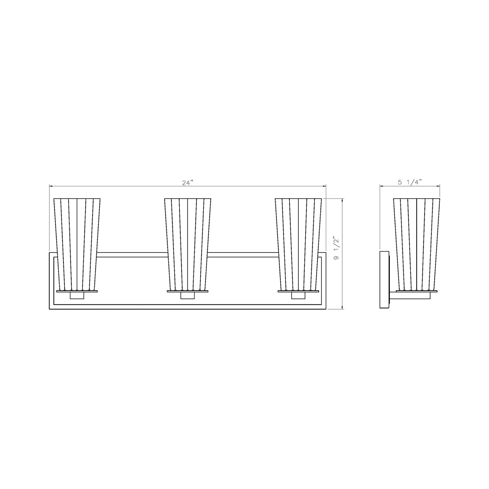 Titus Bath Vanity Light - line drawing.