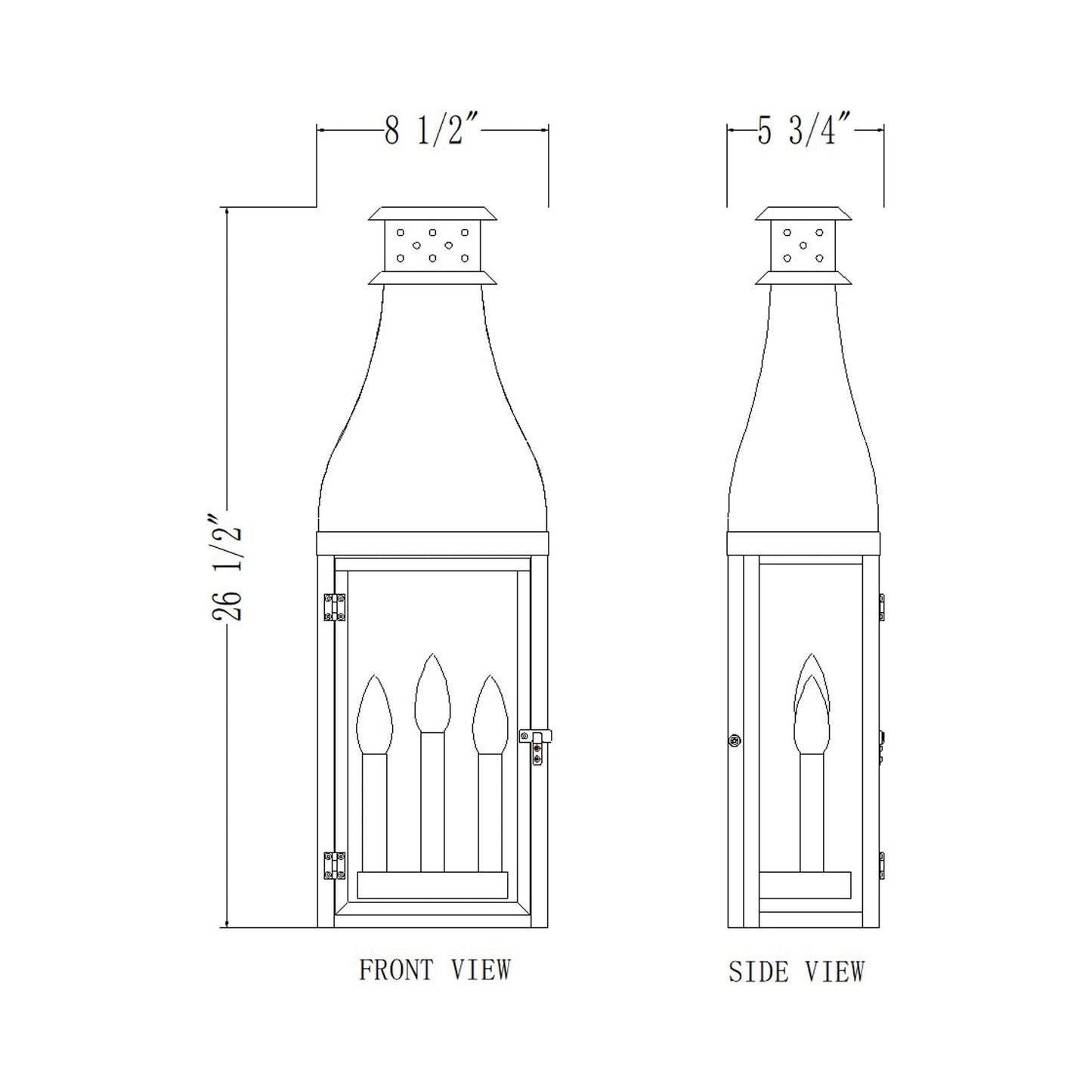 Toulouse Outdoor Wall Light - line drawing.