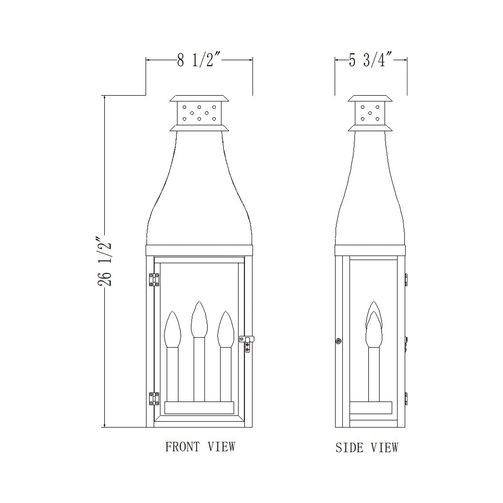 Toulouse Outdoor Wall Light - line drawing.