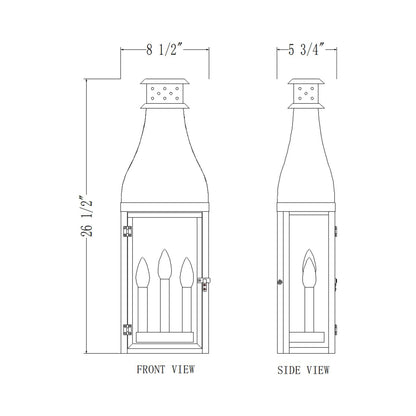 Toulouse Outdoor Wall Light - line drawing.