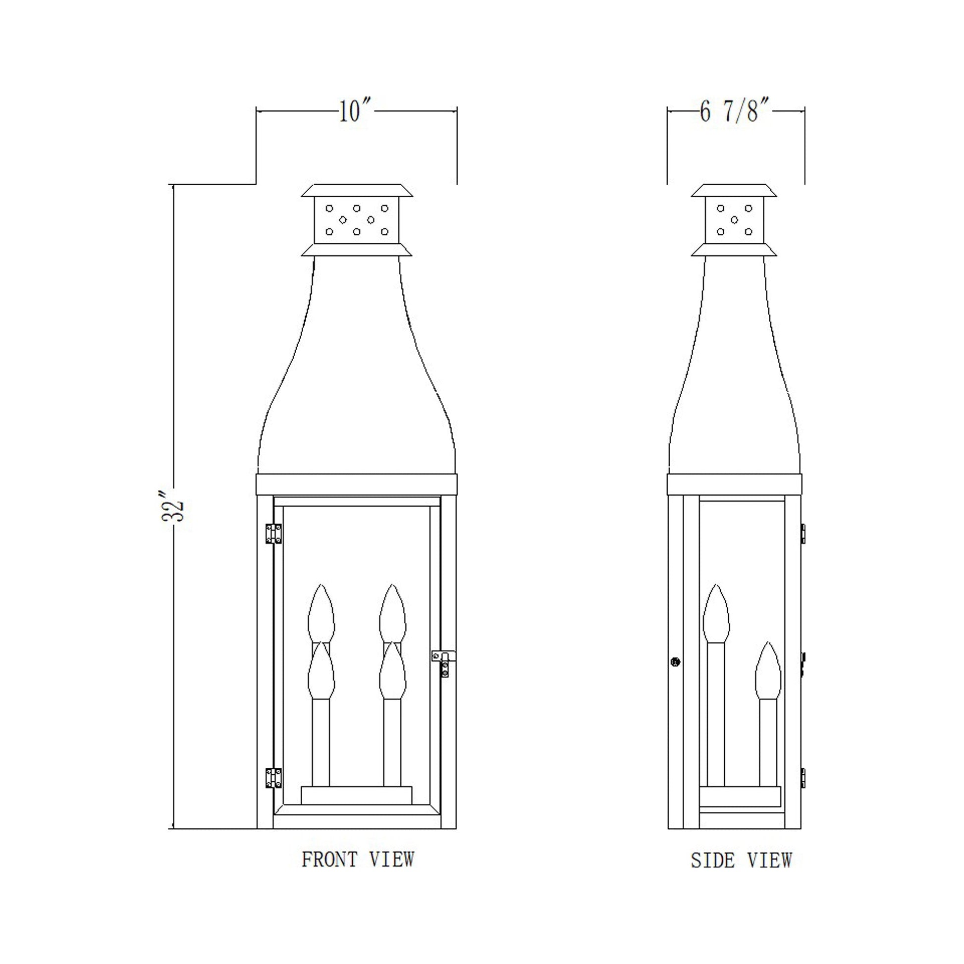 Toulouse Outdoor Wall Light - line drawing.