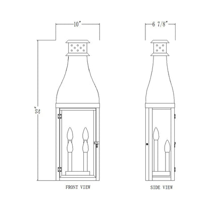 Toulouse Outdoor Wall Light - line drawing.