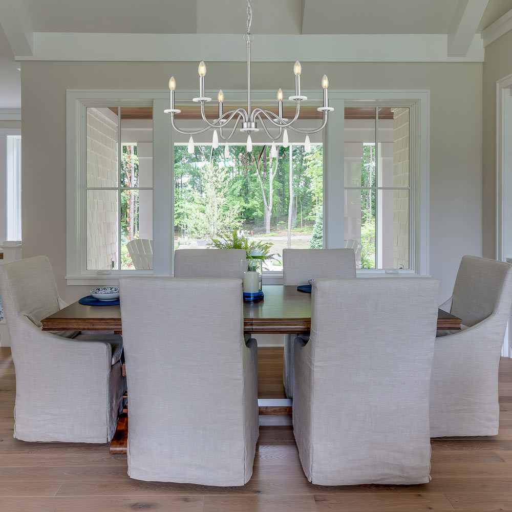 Toussant Chandelier in dining room.
