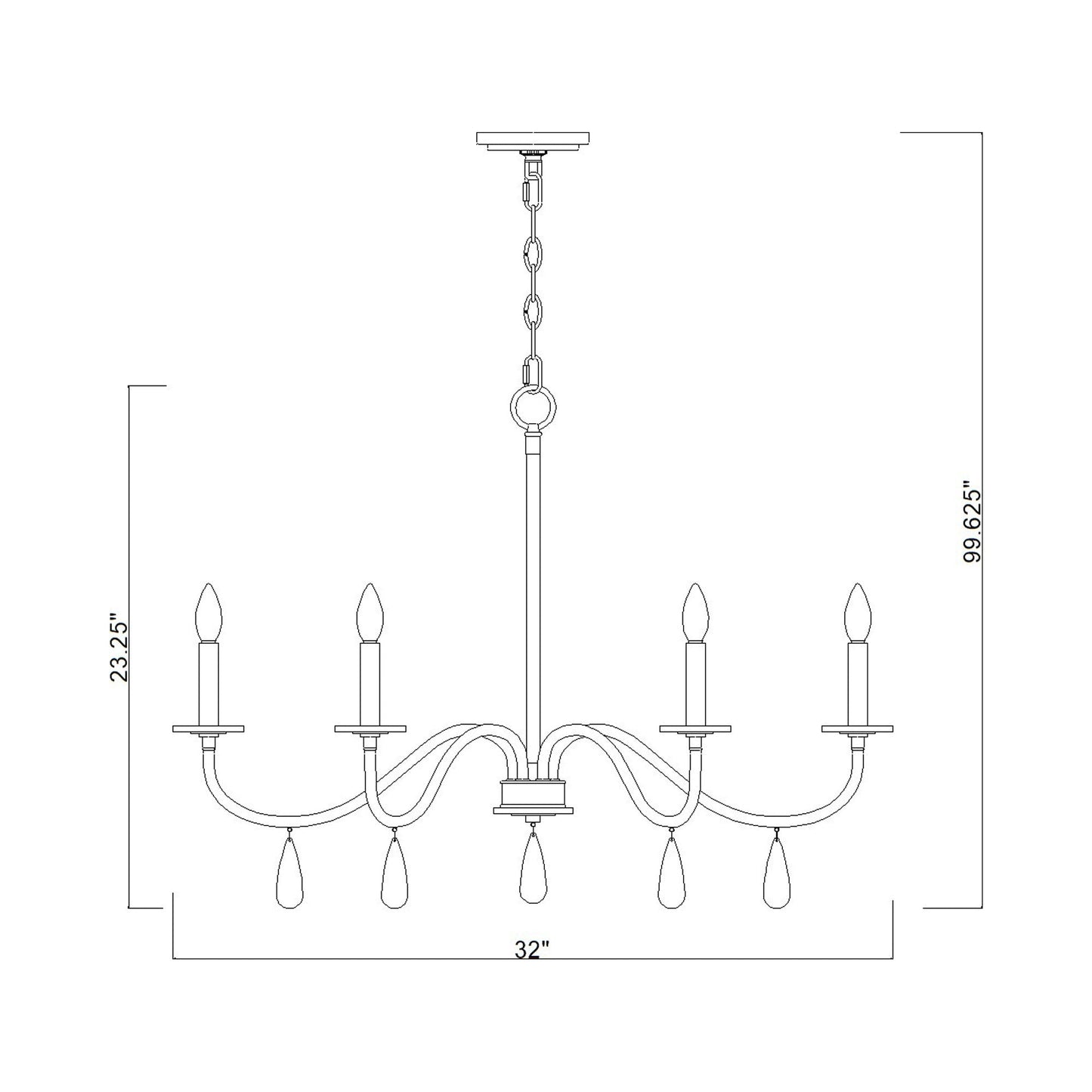 Toussant Chandelier - line drawing.