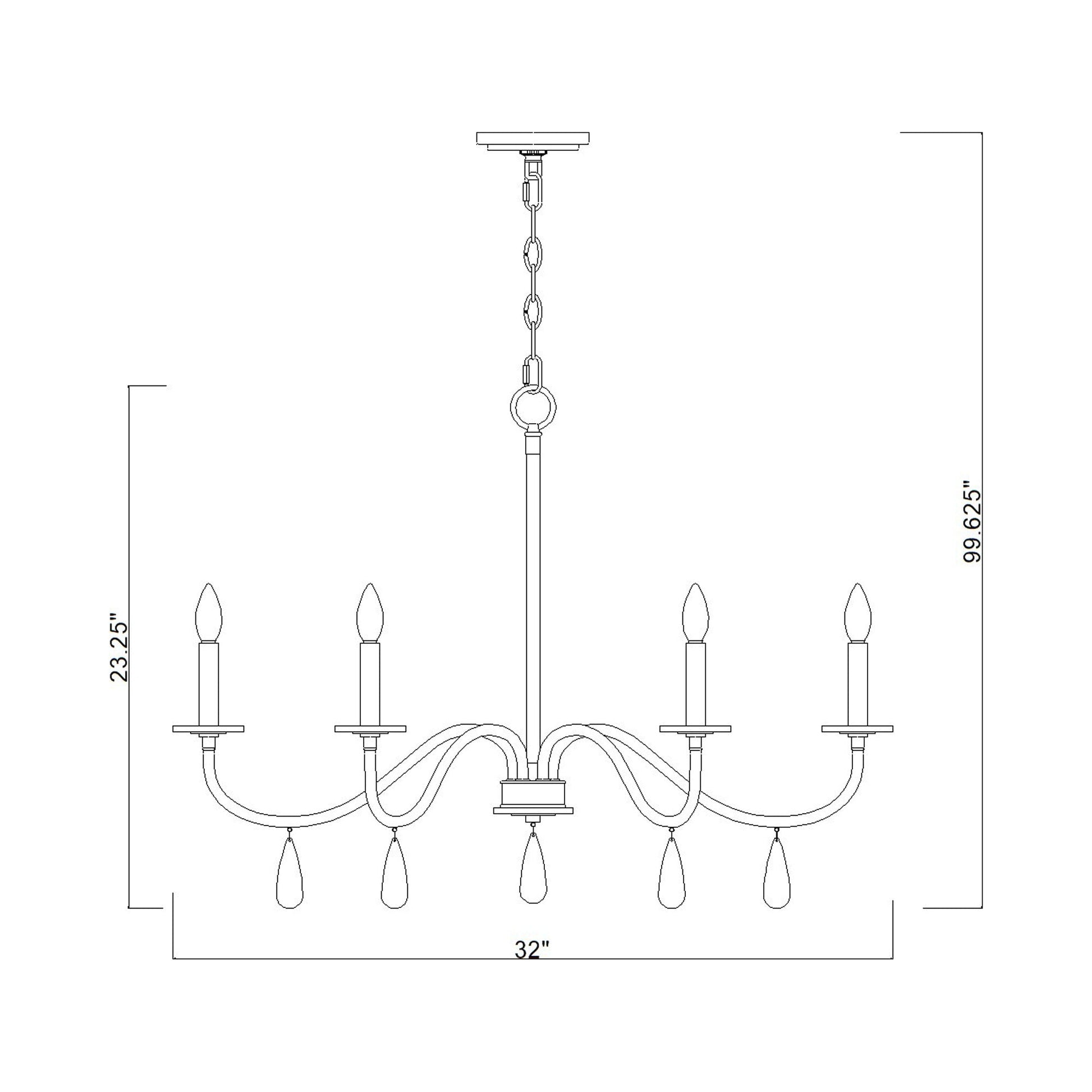 Toussant Chandelier - line drawing.
